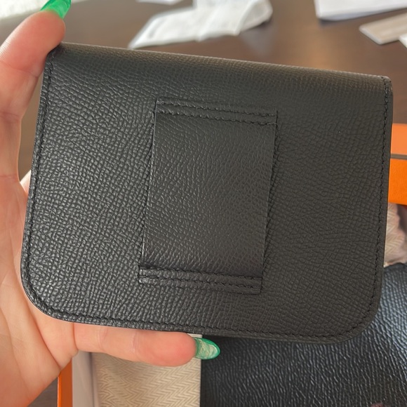 NEW BLACK AND SILVER HERMES CONSTANCE SLIM WALLET - Picture 6 of 12
